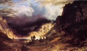 A Storm in the Rocky Mountains by Albert Bierstadt - Hand-Painted Oil Painting Reproduction