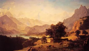 Bernese Alps, as Seen Near Kusmach by Albert Bierstadt - Hand-Painted Oil Painting Reproduction