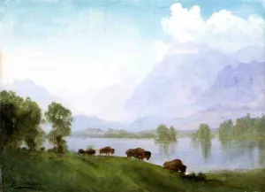 Buffalo Country by Albert Bierstadt - Hand-Painted Oil Painting Reproduction