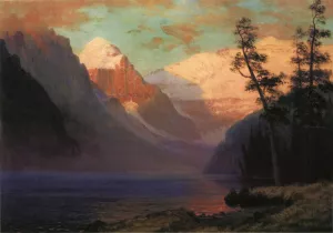 Evening Glow, Lake Louise by Albert Bierstadt Oil Painting Reproduction