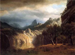 In Western Mountains by Albert Bierstadt - Hand-Painted Oil Painting Reproduction