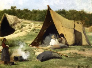 Indian Camp by Albert Bierstadt - Hand-Painted Oil Painting Reproduction