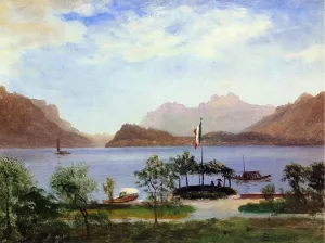 Italian Lake Scene by Albert Bierstadt Oil Painting Reproduction