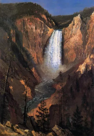 Lower Yellowstone Falls by Albert Bierstadt - Hand-Painted Oil Painting Reproduction