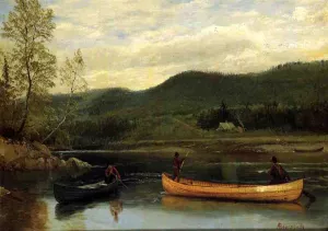 Men in Two Canoes by Oil Painting Reproduction