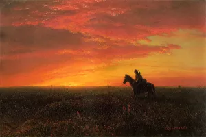 On the Plains, Sunset by Albert Bierstadt - Hand-Painted Oil Painting Reproduction