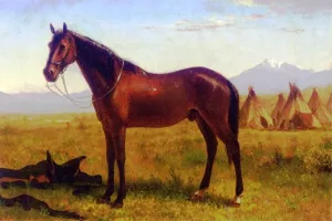 Portrait of a Horse by Albert Bierstadt - Hand-Painted Oil Painting Reproduction