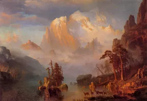 Rocky Mountains by Albert Bierstadt - Hand-Painted Oil Painting Reproduction