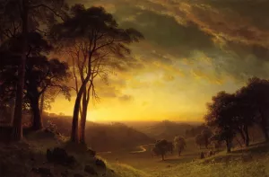 Sacramento River Valley by Albert Bierstadt - Hand-Painted Oil Painting Reproduction