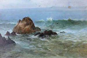 Seal Rocks off Pacific Coast, California by Albert Bierstadt - Hand-Painted Oil Painting Reproduction