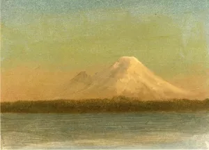 Snow-Capped Moutain at Twilight by Albert Bierstadt - Hand-Painted Oil Painting Reproduction