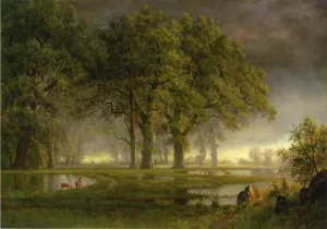 Sunglow by Albert Bierstadt - Hand-Painted Oil Painting Reproduction
