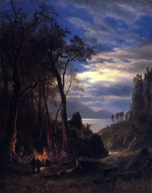 The Campfire by Albert Bierstadt - Hand-Painted Oil Painting Reproduction