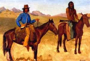 Trapper and Indian Guide on Horseback by Albert Bierstadt Oil Painting Reproduction