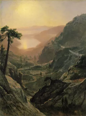 View of Donner Lake, California by Albert Bierstadt - Hand-Painted Oil Painting Reproduction