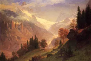 View of the Grindelwald by Albert Bierstadt - Hand-Painted Oil Painting Reproduction