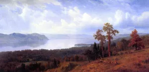 View of the Hudson Looking Across the Tappan Zee Towards Hook Mountain by Albert Bierstadt Oil Painting Reproduction