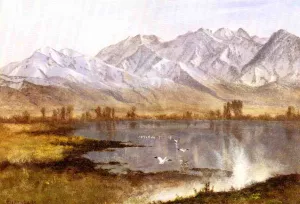 Wassatch Mountains, Utah by Albert Bierstadt - Hand-Painted Oil Painting Reproduction